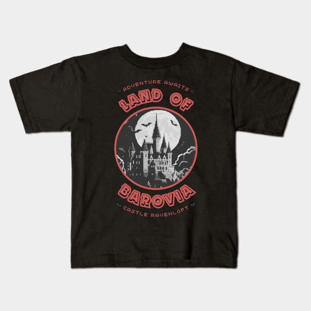 Castle Ravenloft in Barovia in black & white Kids T-Shirt by FriskyLama